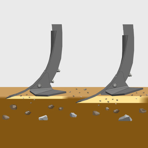 Travail superficiel ou en profondeur par modification de la position des dents ou des ailerons